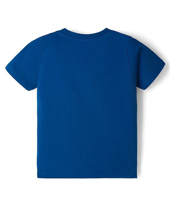 Babyhug Cotton Knit Half Sleeves T-Shirt With Animal Print - Navy Blue