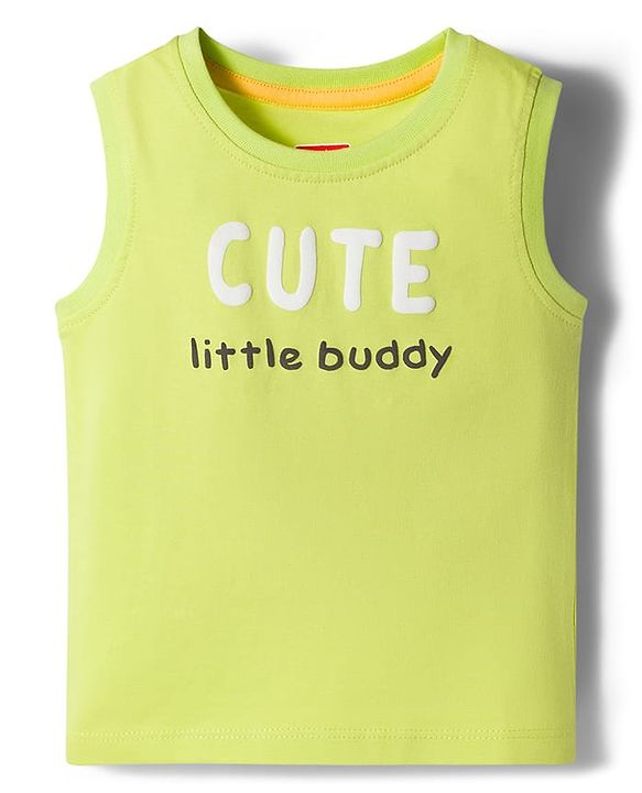Babyhug Cotton Knit Sleeveless Tank T-Shirt With Text Print Pack of 3 - Multicolor
