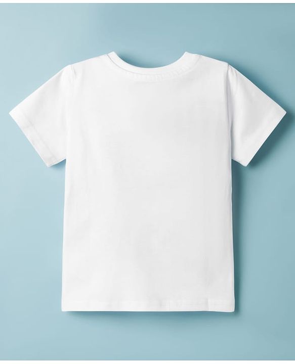 Babyhug Cotton Knit Half Sleeves T-Shirt with Safari Theme Print - White