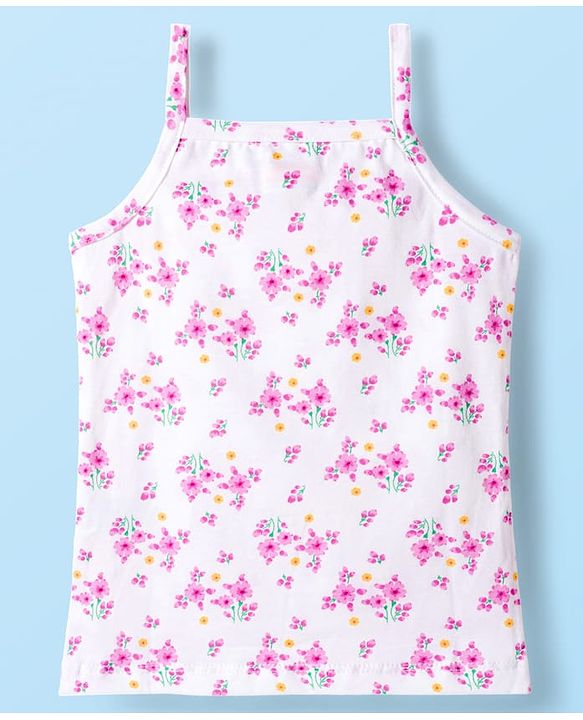 Babyhug 100% Cotton Knit Sleeveless Floral, Bunny & Polka Dots Printed Slips Pack of 3 - White, Yellow & Pink