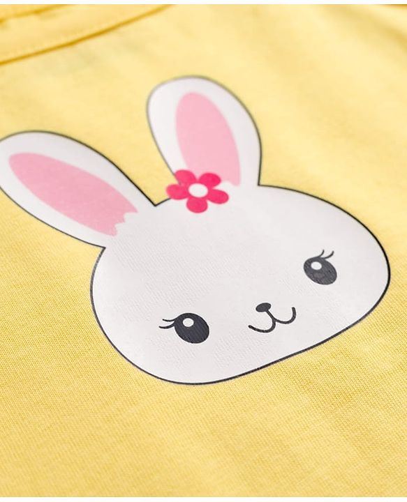 Babyhug 100% Cotton Knit Sleeveless Floral, Bunny & Polka Dots Printed Slips Pack of 3 - White, Yellow & Pink