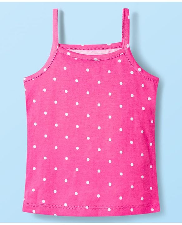 Babyhug 100% Cotton Knit Sleeveless Floral, Bunny & Polka Dots Printed Slips Pack of 3 - White, Yellow & Pink