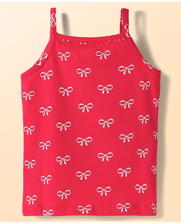 Babyhug 100% Cotton Knit Sleeveless Slips with Bow Print Pack of 3 - Navy Blue Dark Pink & White