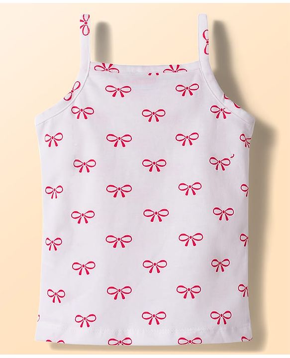 Babyhug 100% Cotton Knit Sleeveless Slips with Bow Print Pack of 3 - Navy Blue Dark Pink & White