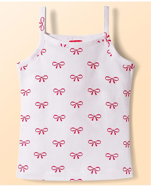 Babyhug 100% Cotton Knit Sleeveless Slips with Bow Print Pack of 3 - Navy Blue Dark Pink & White