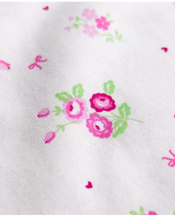 Babyhug 100% Cotton Knit Sleeveless Slips with Heart & Floral Print Pack of 3 -Pink & White