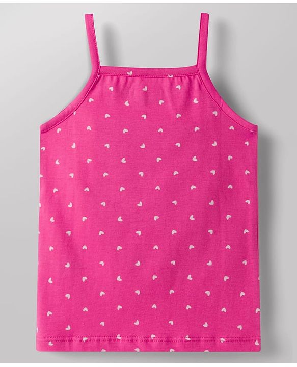 Babyhug 100% Cotton Knit Sleeveless Slips with Heart & Floral Print Pack of 3 -Pink & White