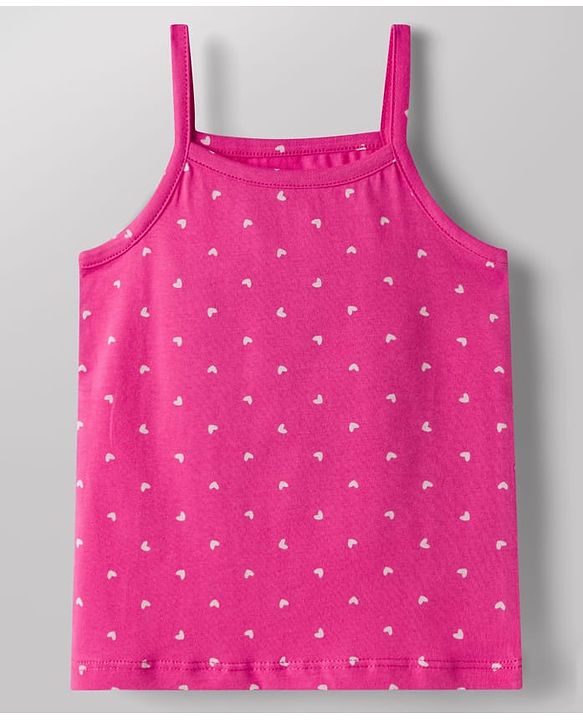 Babyhug 100% Cotton Knit Sleeveless Slips with Heart & Floral Print Pack of 3 -Pink & White