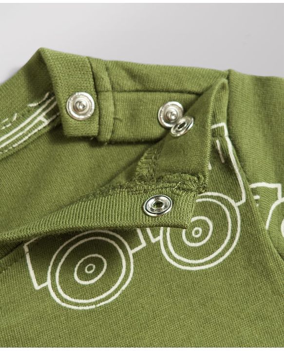 Babyhug 100% Cotton Knit Half Sleeves Co-Ords T-Shirt & Shorts Night Suit with Vehicle Print Pack of 2 - Green & White