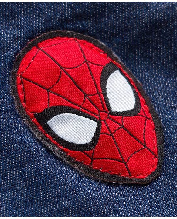 Pine Kids Marvel 100% Cotton Woven Knee Length Shorts With Spider Man Graphics & Patch - Navy Blue