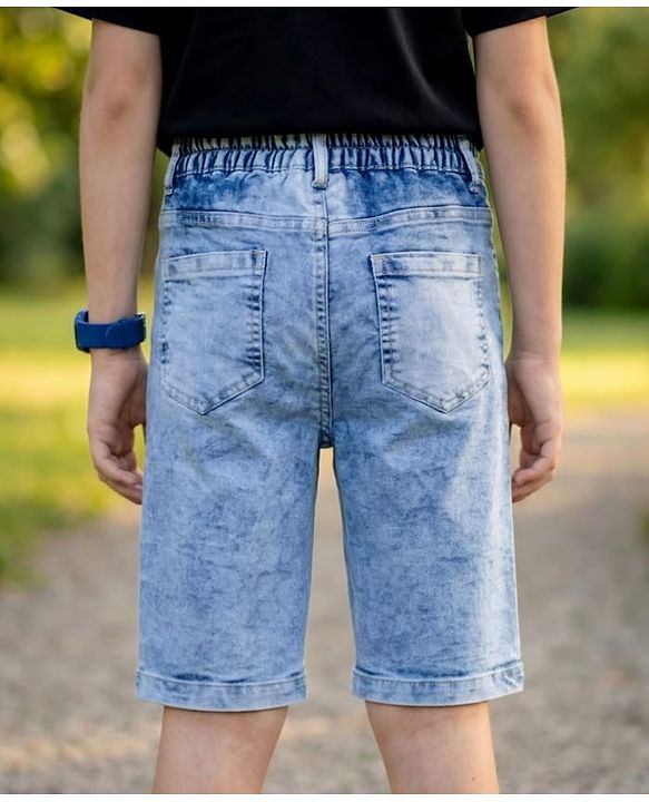 Pine Kids Marvel 100% Cotton Woven Denim Short With Avengers Graphics - Blue