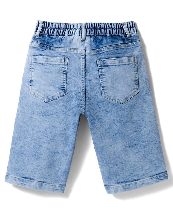 Pine Kids Marvel 100% Cotton Woven Denim Short With Avengers Graphics - Blue