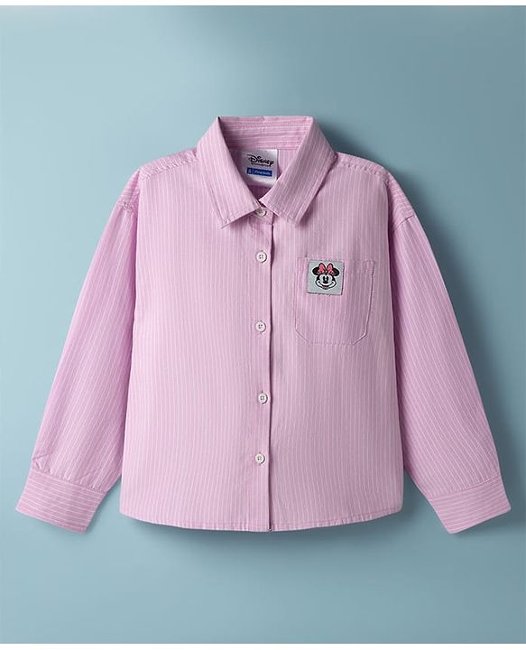 Pine Kids Disney Cotton Woven Full Sleeves Shirt & T-Shirt With Minnie Mouse Graphics - Multi Colour