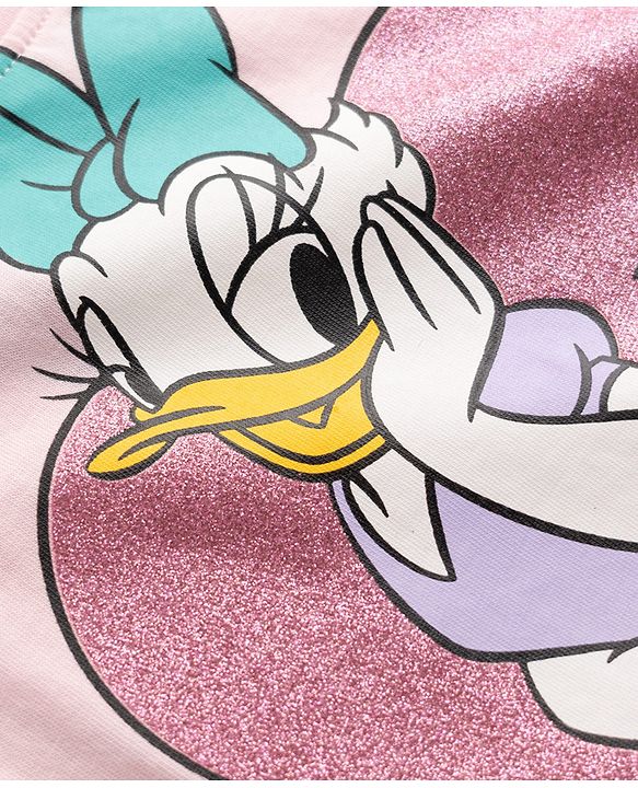 Pine Kids Disney Single Jersey Knit Half Sleeves T-Shirt with Daisy Duck Graphic - Pink