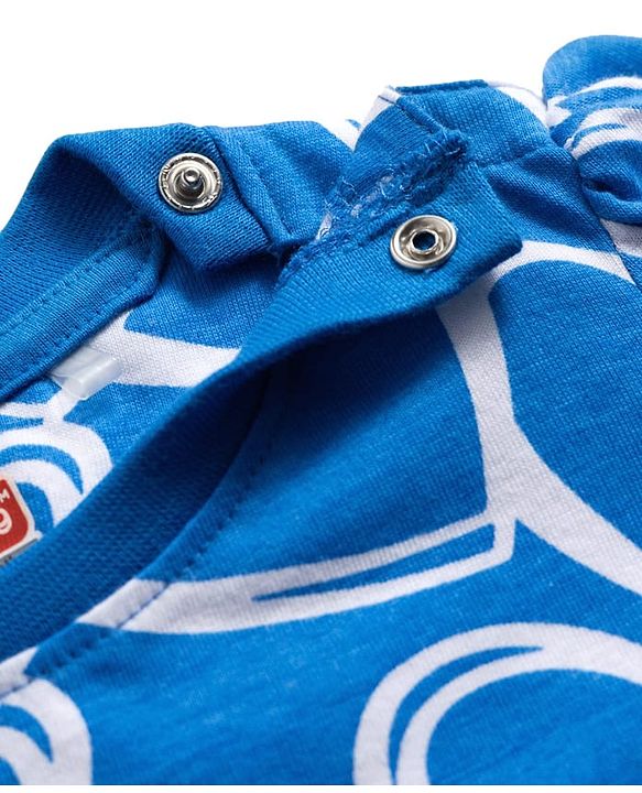 Babyhug Cotton Knit Half Sleeves Hearts Printed Co-Ords T-Shirt & Pyjama Night Suit - Blue