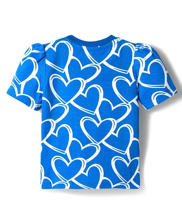 Babyhug Cotton Knit Half Sleeves Hearts Printed Co-Ords T-Shirt & Pyjama Night Suit - Blue