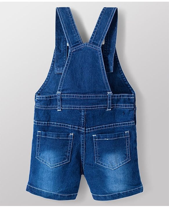 Babyhug Single Jersey Knit Half Sleeves Printed T-Shirt with Denim Dungaree - Blue & Sea Green