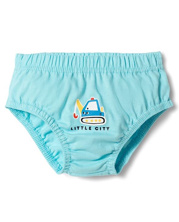 Babyhug 100% Cotton Knit Antibacterial Vehicle Printed Briefs Pack of 3 - Blue Navy & White