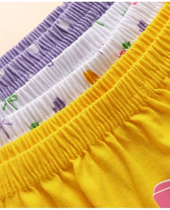Babyhug 100% Cotton Knit Polka Dots & Floral Printed Antibacterial Bloomers Pack Of 3 - Multicolour
