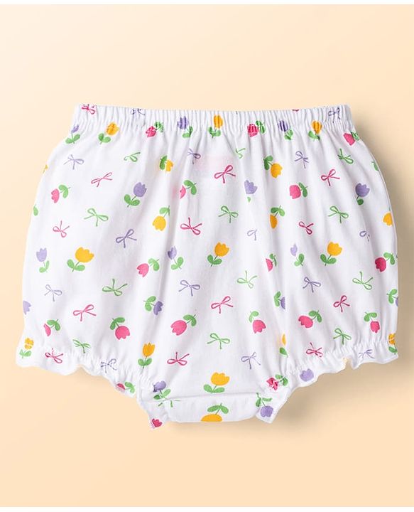 Babyhug 100% Cotton Knit Polka Dots & Floral Printed Antibacterial Bloomers Pack Of 3 - Multicolour