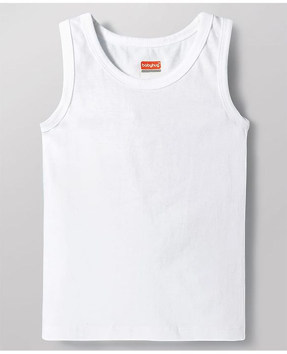 Babyhug 100% Organic Cotton Knit Sleeveless Solid Colour  Vests Pack of 3 - White