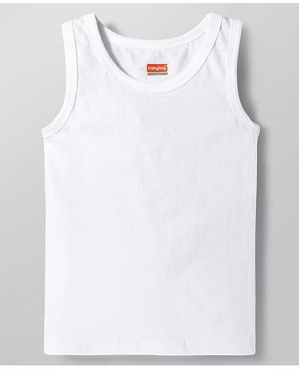 Babyhug 100% Organic Cotton Knit Sleeveless Solid Colour  Vests Pack of 3 - White
