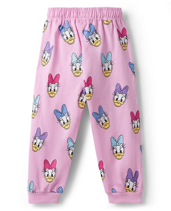 Babyhug Disney Single Jersey Knit Half Sleeves T-Shirt & Pyjama Night Suit with Daisy Duck Graphics - Pink
