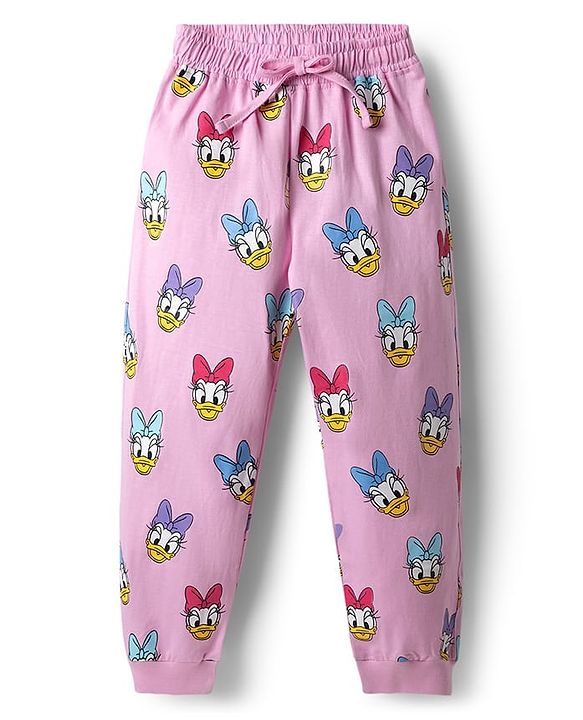 Babyhug Disney Single Jersey Knit Half Sleeves T-Shirt & Pyjama Night Suit with Daisy Duck Graphics - Pink