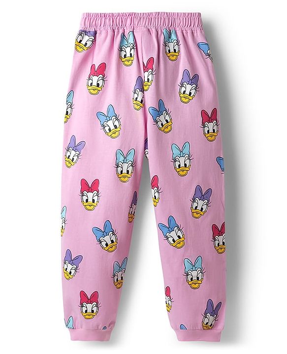 Babyhug Disney Single Jersey Knit Half Sleeves T-Shirt & Pyjama Night Suit with Daisy Duck Graphics - Pink