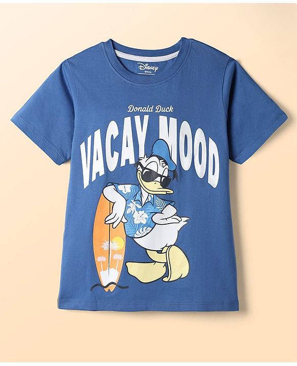 Pine Kids Disney Single Jersey Knit Half Sleeves Donald Duck Printed T-Shirt & Pyjama Night Suit - Multicolour