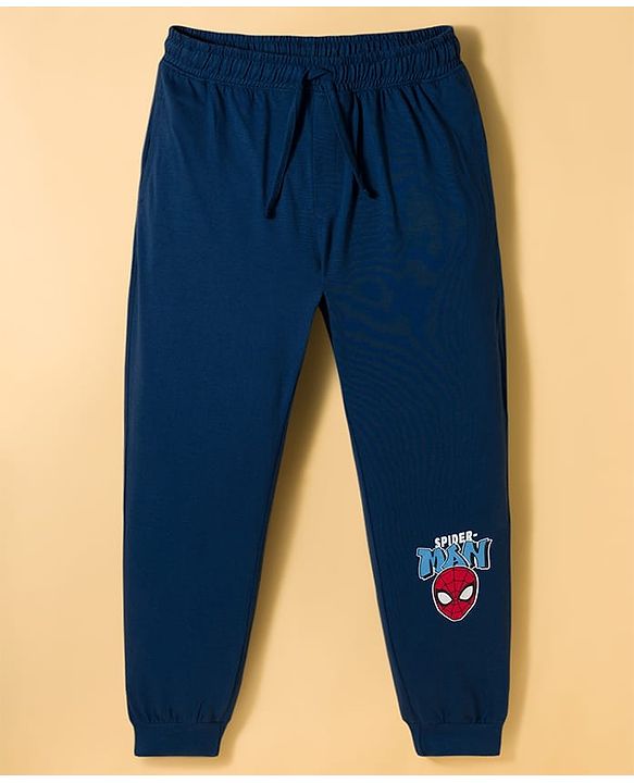 Pine Kids Marvel Single Jersey Knit Half Sleeves T-Shirt & Pyjama Night Suit With Spider Man Graphic - Navy Blue & White