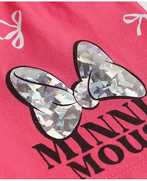 Babyhug Disney Single Jersey Knit Above Knee Length Shorts with Minnie Mouse Graphic & Bow Applique Pack of 2 - Multicolor