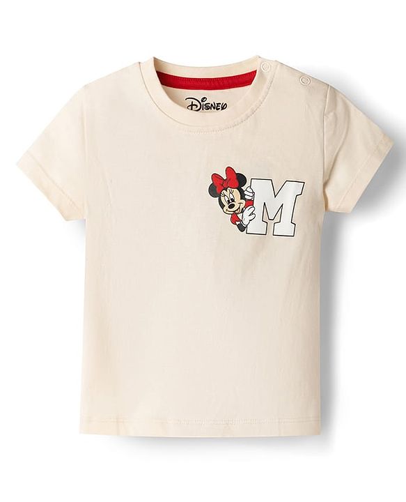 Babyhug Disney Single Jersey Knit Half Sleeves T-Shirt & Skirts Set With Minnie Mouse Graphics- Multicolor
