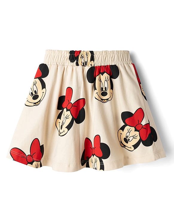 Babyhug Disney Single Jersey Knit Half Sleeves T-Shirt & Skirts Set With Minnie Mouse Graphics- Multicolor