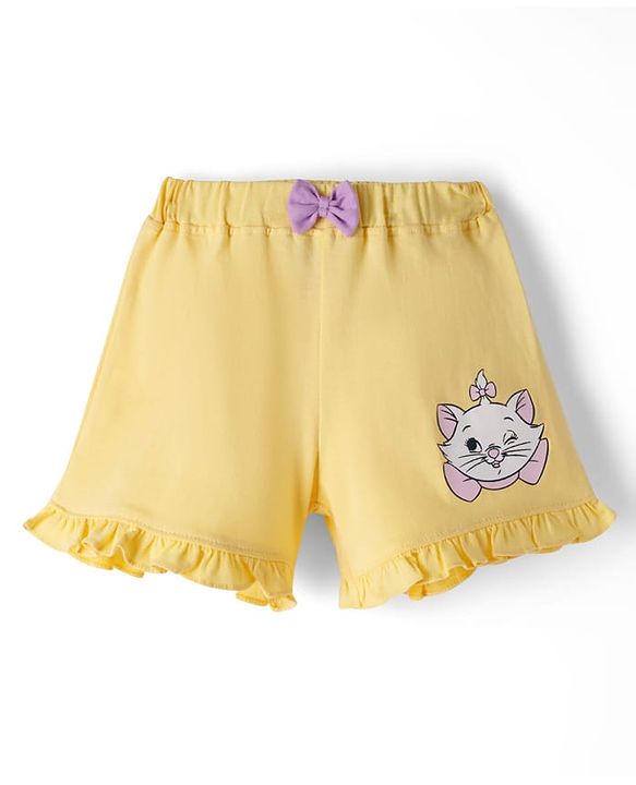 Babyhug Disney Single Jersey Knit Half Sleeves T-Shirt & Shorts Set with Marie Graphic - Multicolor