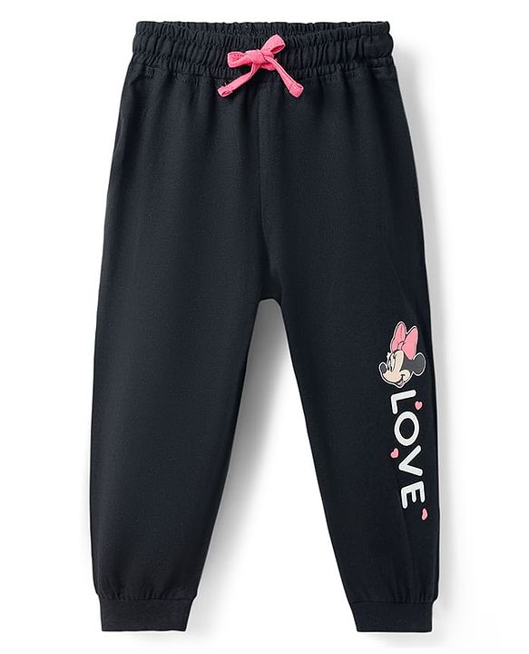Babyhug Disney 100% Cotton Knit Half Sleeves T-Shirt & Joggers Set With Minnie Mouse Graphic - Multicolor