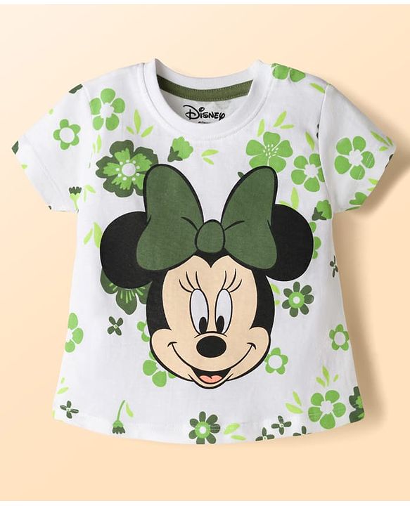 Babyhug Disney Single Jersey Knit Half Sleeves T-Shirt & Shorts Set With Minnie Mouse Graphics - Multicolor