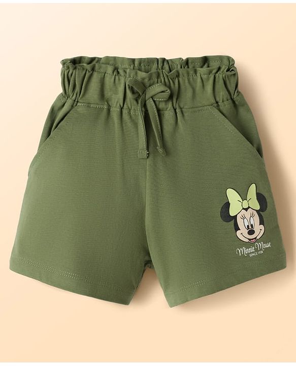 Babyhug Disney Single Jersey Knit Half Sleeves T-Shirt & Shorts Set With Minnie Mouse Graphics - Multicolor