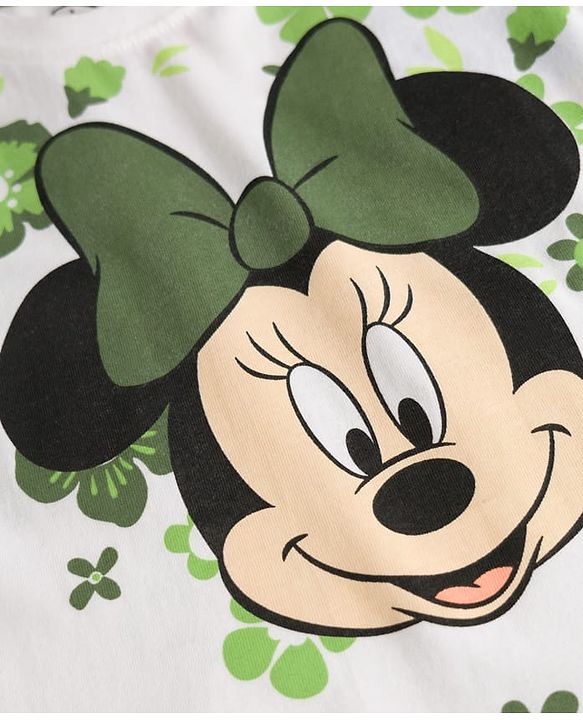 Babyhug Disney Single Jersey Knit Half Sleeves T-Shirt & Shorts Set With Minnie Mouse Graphics - Multicolor