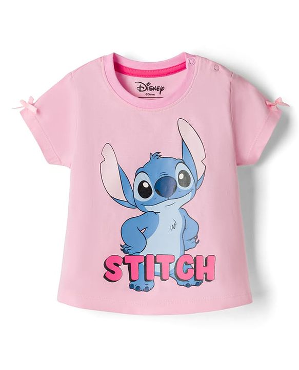 Babyhug Disney Single Jersey Knit Half Sleeves T-Shirt & Shorts Set With Lilo & Stitch Graphics - Multicolor