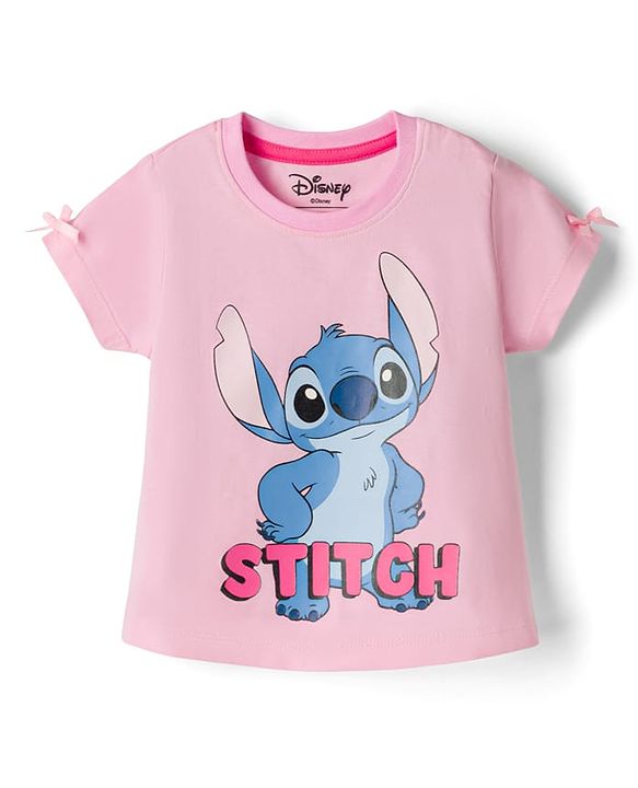 Babyhug Disney Single Jersey Knit Half Sleeves T-Shirt & Shorts Set With Lilo & Stitch Graphics - Multicolor