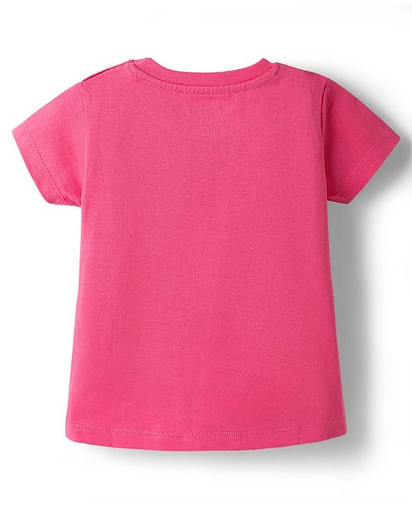 Babyhug Disney Single Jersey Knit Half Sleeves T-Shirt With Minnie Mouse Graphics - Pink
