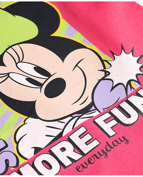 Babyhug Disney Single Jersey Knit Half Sleeves T-Shirt With Minnie Mouse Graphics - Pink