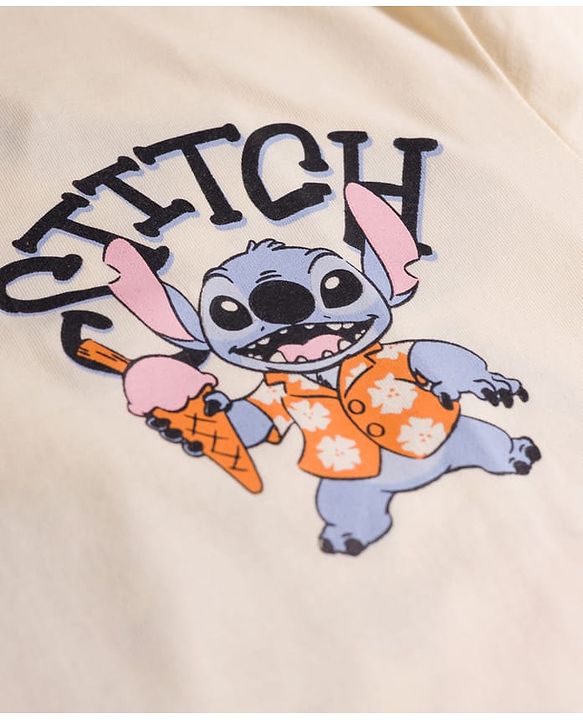 Pine Kids Disney Single Jersey Knit Half Sleeves T-Shirt with Front & Back Stitch Graphic - Beige