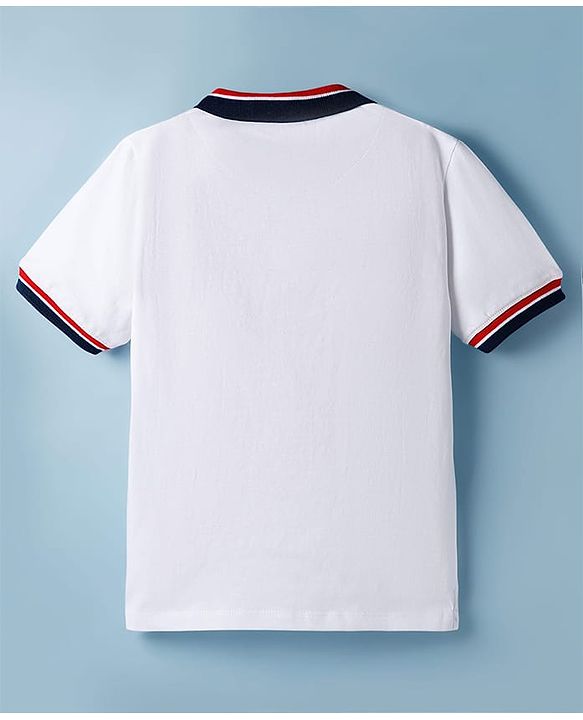 Pine Kids Marvel Single Jersey Knit Half Sleeves Polo T-Shirt with Spiderman Patch - White
