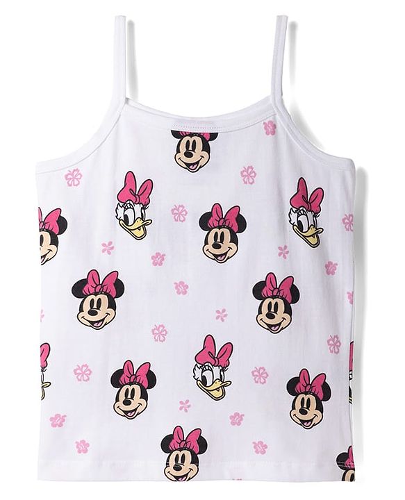 Pine Kids Disney 100% Cotton Knit Sleeveless Slips With Minnie & Friends Graphic - Multicolour