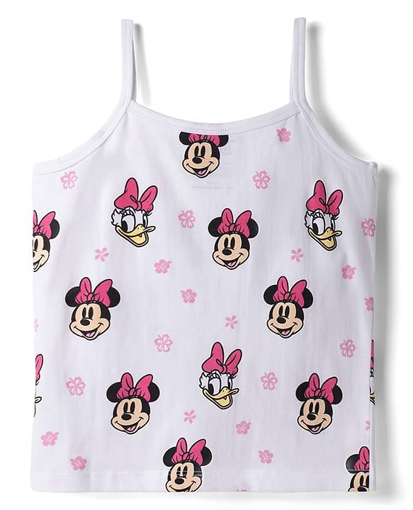 Pine Kids Disney 100% Cotton Knit Sleeveless Slips With Minnie & Friends Graphic - Multicolour