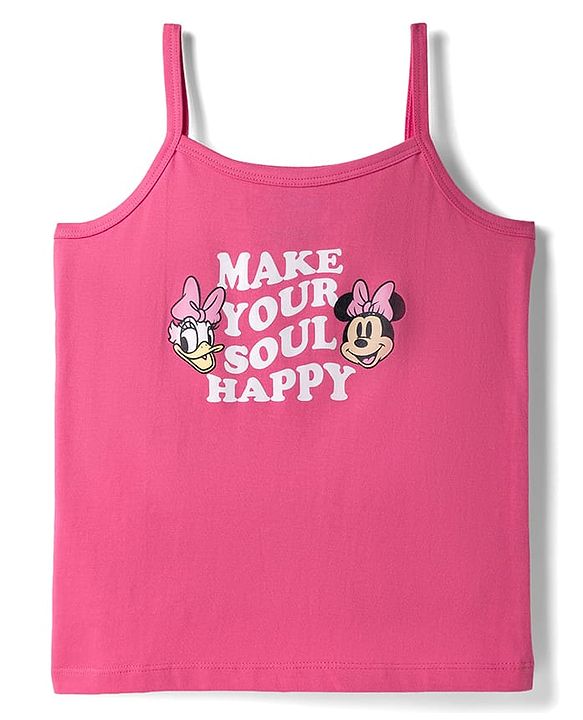Pine Kids Disney 100% Cotton Knit Sleeveless Slips With Minnie & Friends Graphic - Multicolour