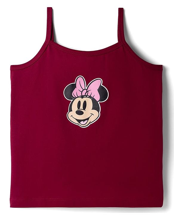 Pine Kids Disney 100% Cotton Knit Sleeveless Slips With Minnie & Friends Graphic - Multicolour