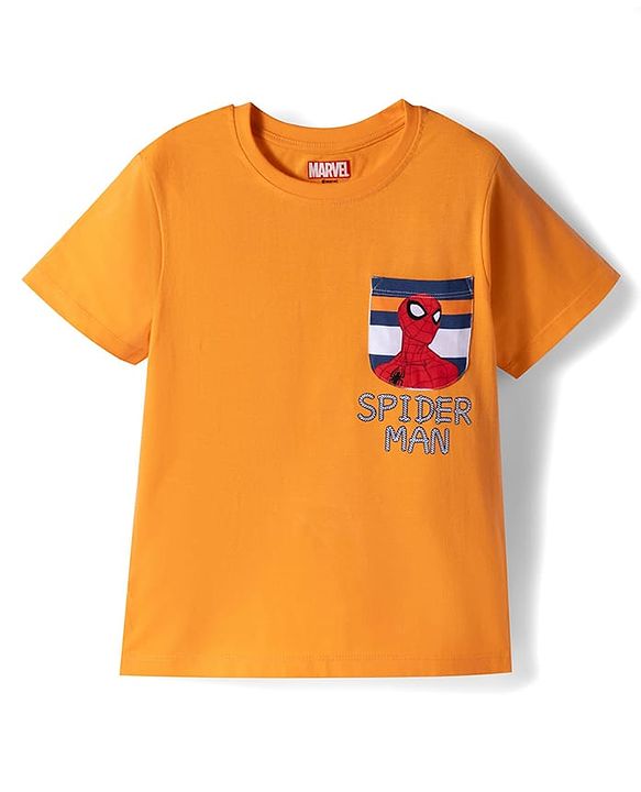 Pine Kids Marvel Single Jersey Knit Half Sleeves T-Shirts With Spider Man Print Graphics Pack of 2 - Multicolor